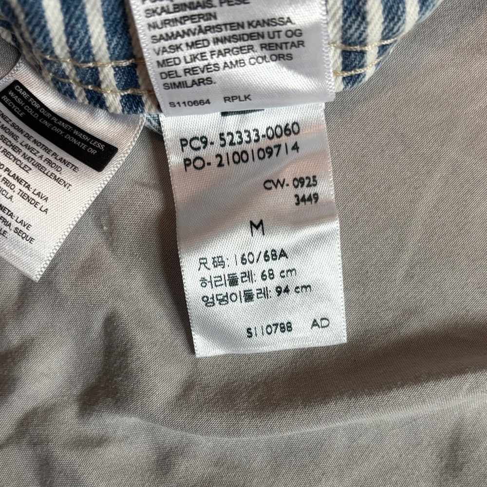 Levi's Women's Blue Striped Denim Overalls - Picture 2 of 4